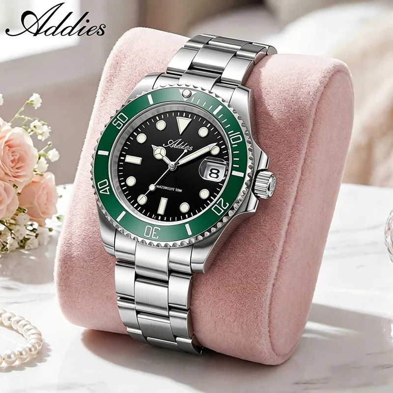 

ADDIES New Luxury Couple Watches Stainless Steel BGW9 Luminous 5Bar Waterproof Diving Men Ladies GM12 Quartz Wristwatches 36mm