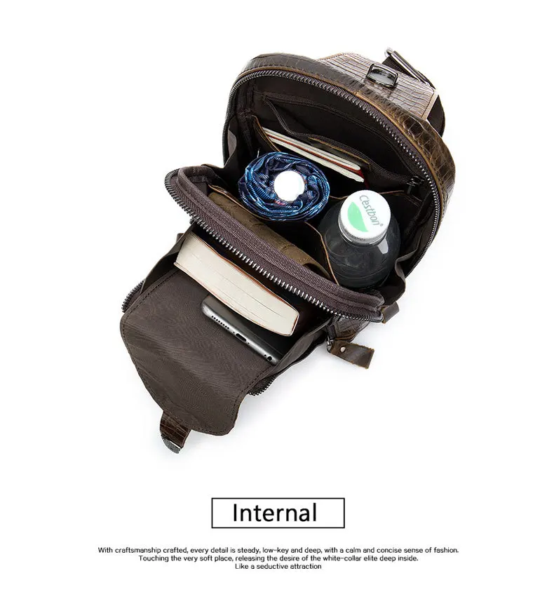 الرجال النساء التمساح نمط حقيبة كتف جلد البقر الحقيقي الترفيه في الهواء الطلق رسول حقائب كروسبودي حبال الصدر حزمة للجنسين #6