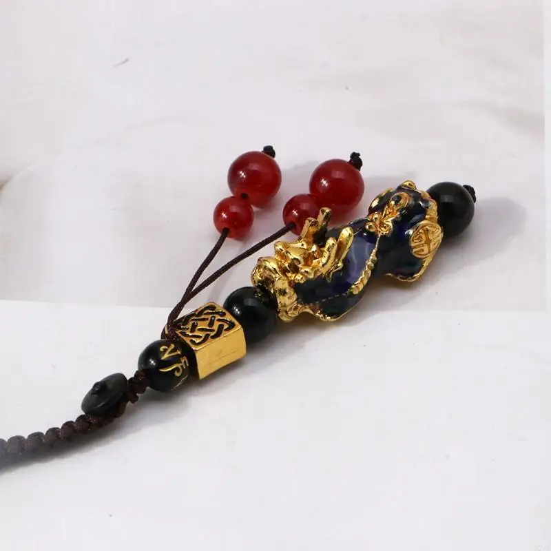 Thermochromic Pixiu Keychain Vintage Pixiu Pendant Rope Good Luck for Key Holder