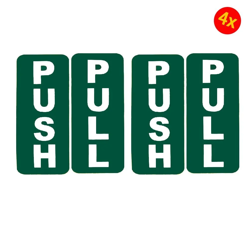 180mm x 90mm 4X Push And Pull Door Sign Or Sticker Self Adhesive Warning Sign Sticker Decal