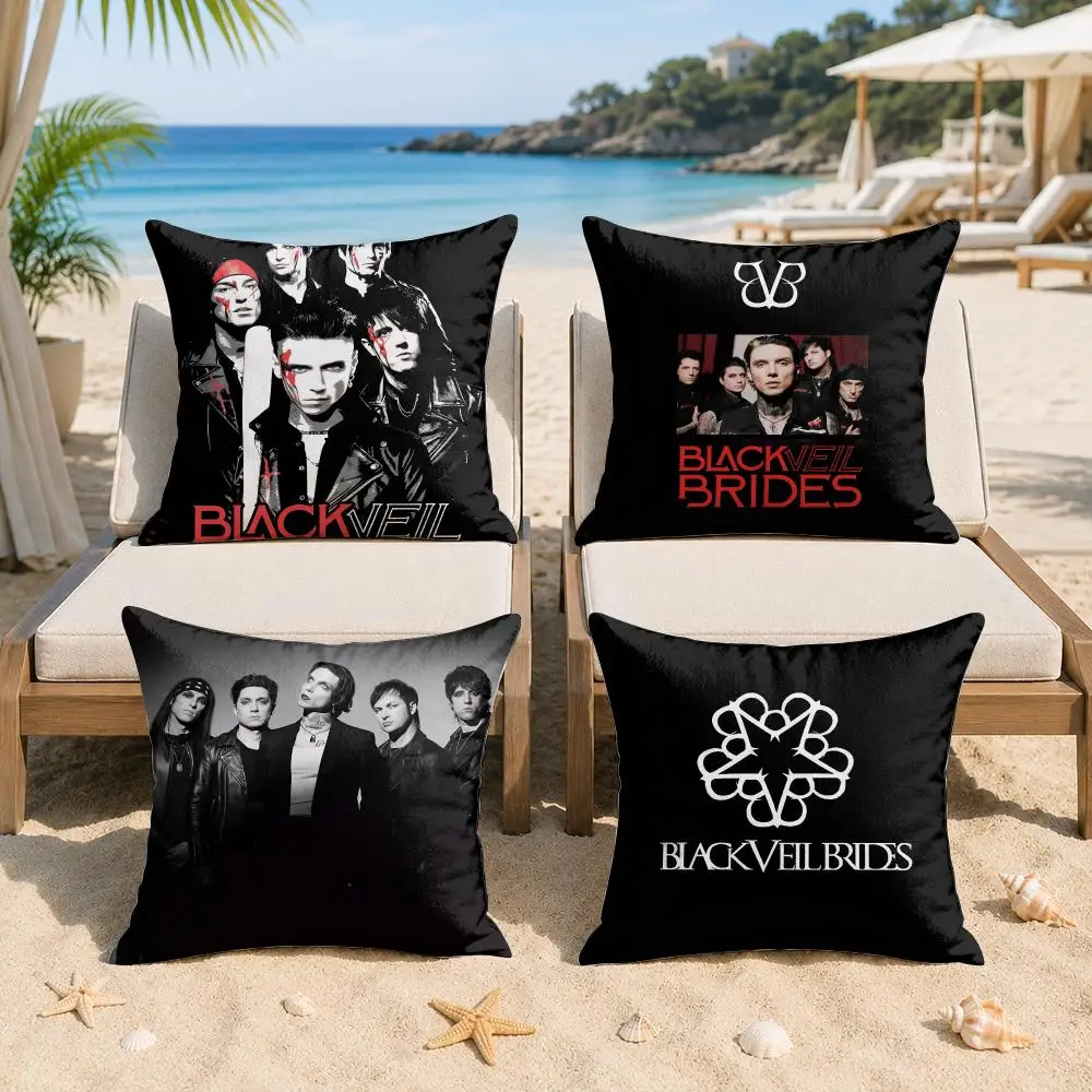 Black Veil Brides Cushion Cover Silky Short Plush Invisible Zipper Dustproof Sofa Pillow Case For Home Decor