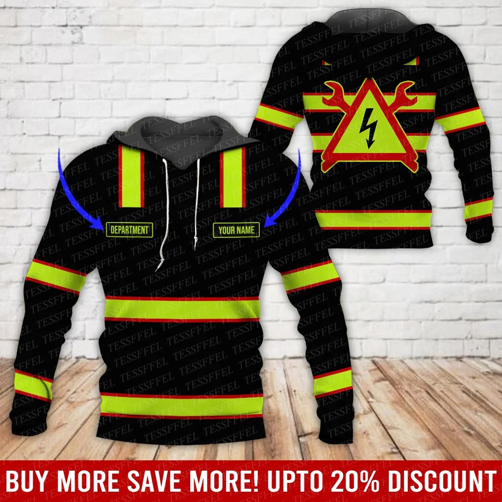 Jaqueta Pullover Casual com Capuz e Zíper, Estampa 3D Personalizada de Eletricista Lineman Graffiti Gradiente Cosplay Retrô Vintage Harajuku A2