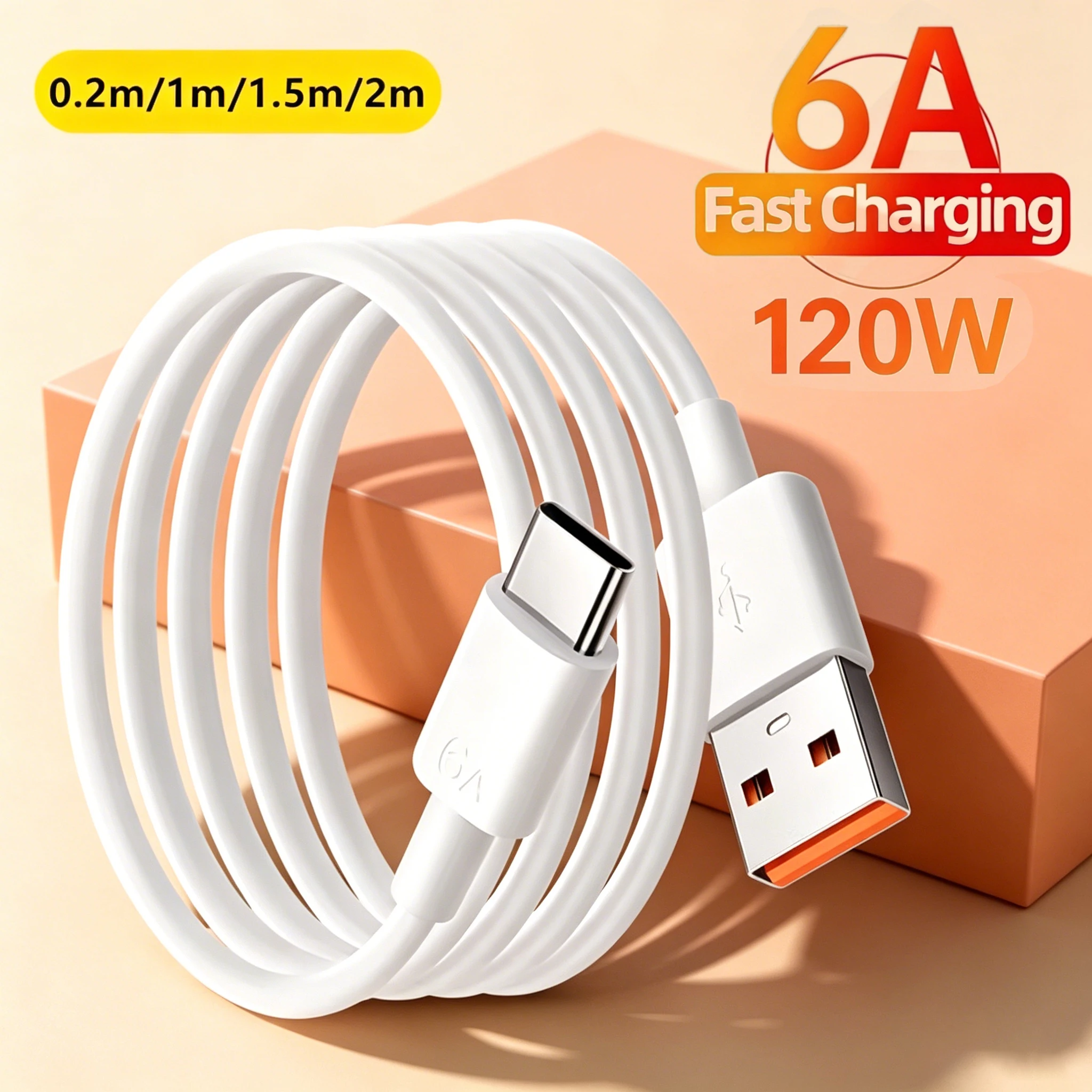 120W 6A Super Fast Charger Cable USB Type C Charging Data Cord Quick Charger Cable For Samsung S21 S20 Huawei P40 P30 Xiaomi 12