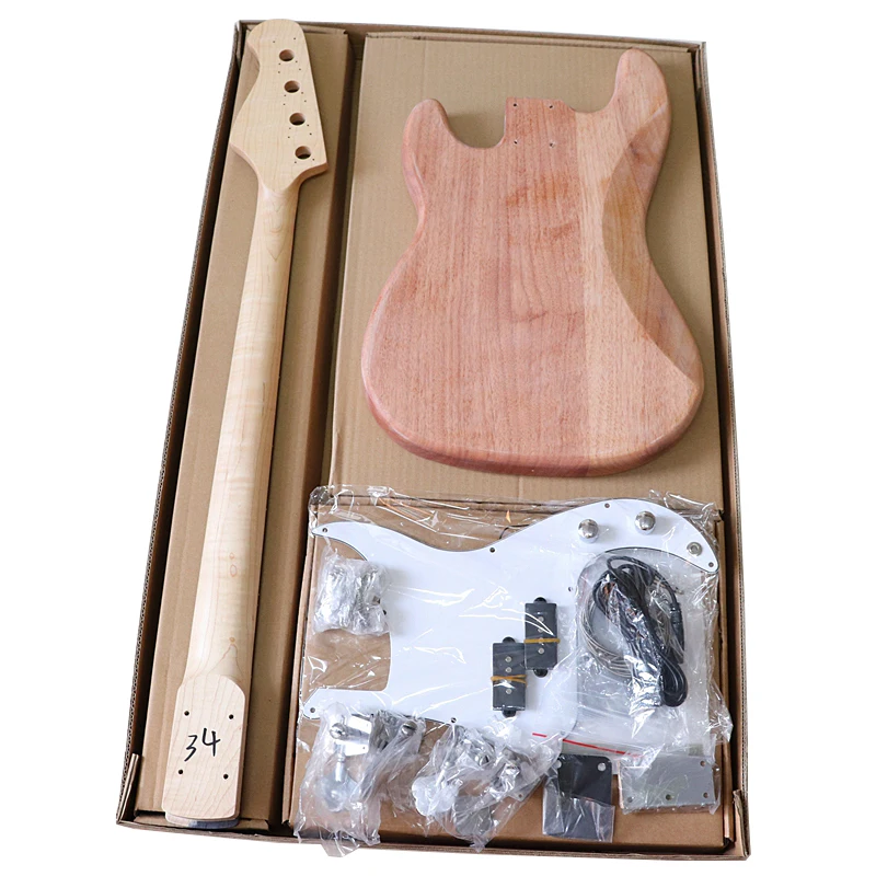 PB Bass Guitar Kit with all accessories Maple JB Bass Guitar neck 21 Fred Electric Bass Semi-finished Electric Guitar DIY guitar