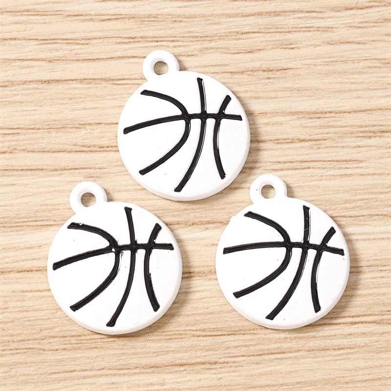 10 Stück 15x18mm Niedliche Emaille-Sport-Basketball-Anhänger für die Herstellung von Anhängern, Halsketten, Ohrringen, Armbändern, DIY-Bastelarbeiten und Schmuckzubehör – Detail 9