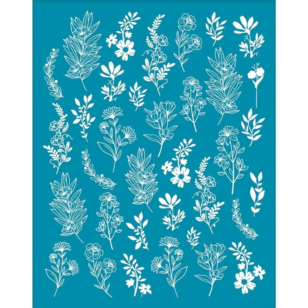 Clay Stencils Wildflower Silk Screen Stencils for Polymer Clay Non-Adhesive Transfer Polymer Clay Silk Screen Spring Garden