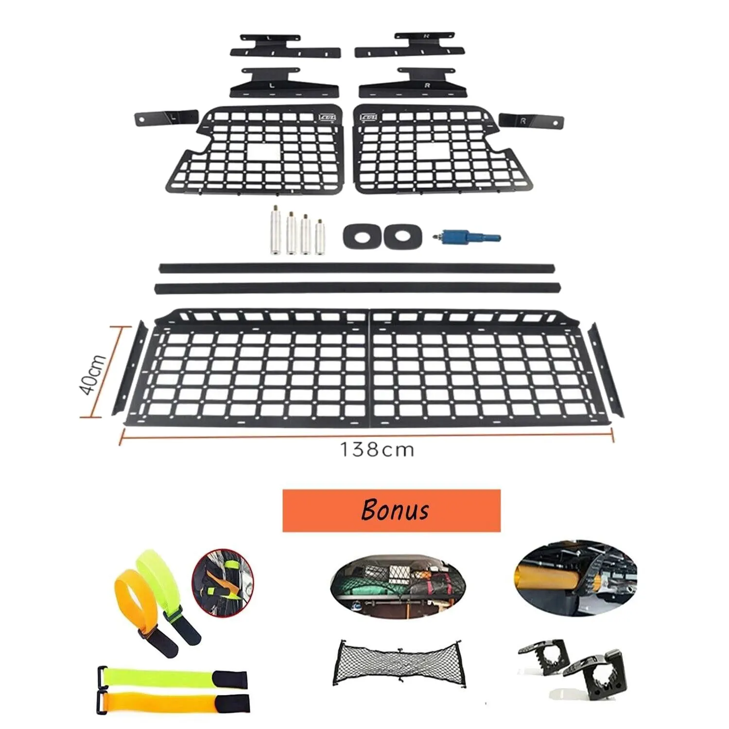 For Toyota Land Cruiser J100 LC100 / Lexus LX470 1999-2007 Rear Trunk Shelf Molle Luggage Storage Carrier Trunk Organizer Kit