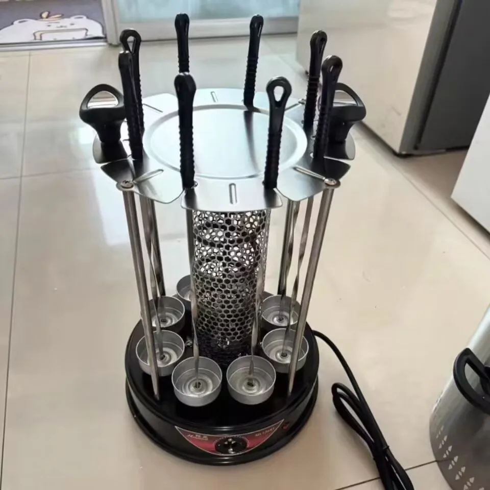 220v Automatic Rotating Electric Barbecue Grill Round Smokeless BBQ Stove Household Barbecue Machine Kebab Machine