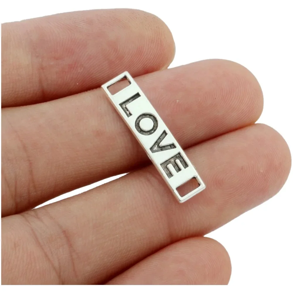 

100Pcs Love Alphabet Connector Pendants Beads Charms for Crafting, Jewelry Findings Making Accessory For DIY Necklace Bracelet A