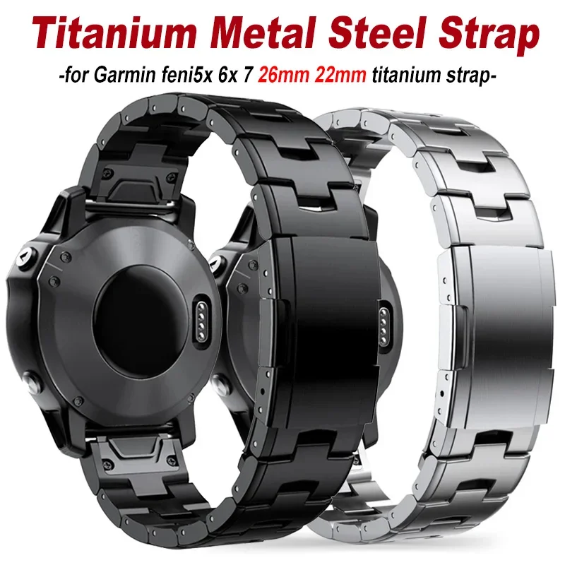 

Быстросъемный титановый металлический ремешок для часов 22 мм 26 мм для Garmin Fenix 7X 7 Solar/6 Pro/5 Plus/ Instinct/epix Gen 2 Ремешок для часов