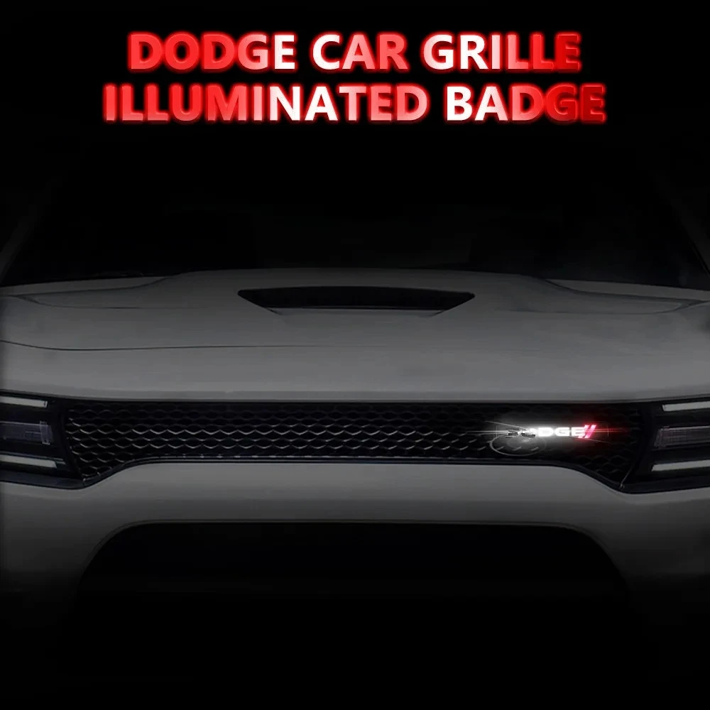 ABS Chrome Car Front Hood Grille Emblem Led Lights Badge For Dodge Challenger RAM 1500 Charger Avenger Caliber Decorative Lamp