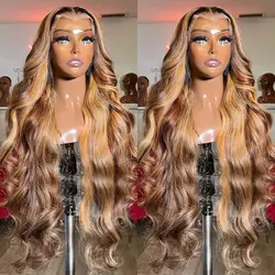 Highlight Wig Human Hair 13x4 Lace Frontal Wig 30 Inch Colored Human Hair Wigs For Women Honey Blonde Body Wave Lace Front Wig