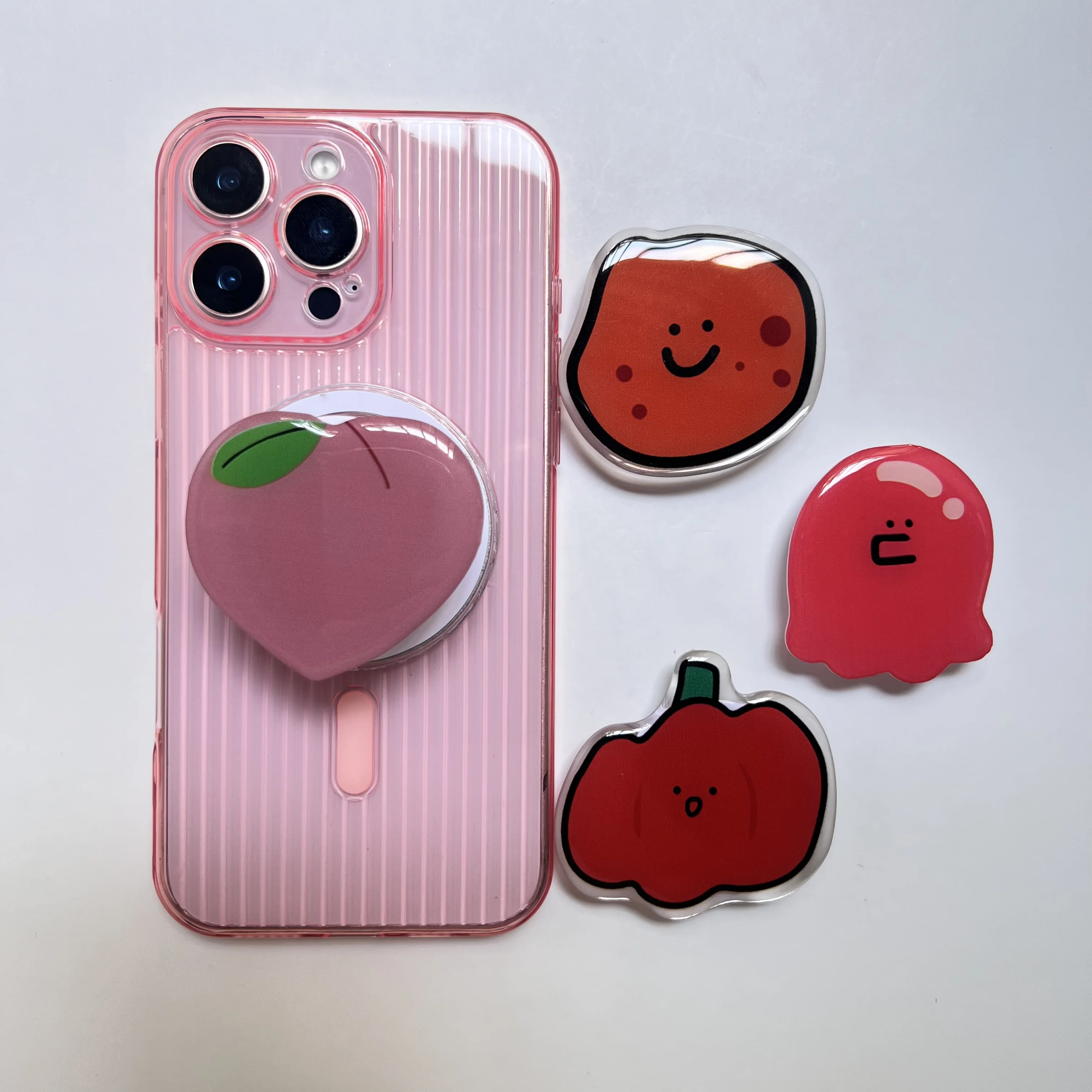 Soporte coreano para teléfono con diseño de patata, tomate, melocotón, Griptok, soporte para anillo de dedo para IPhone, fundas Samsung, soporte de enchufe, regalo para niña