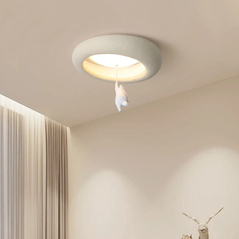 LED Children's Room Ceiling Light Modern Minimalist Environmentally Friendly Resin Cartoon Bear Cream Style Bedroom Study Lamp