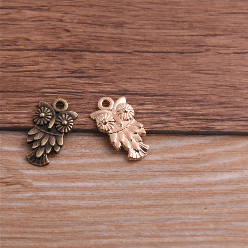 30PCS 11*20mm Animal Charm Owl Pendant Three Color DIY Retro Jewelry Bracelet Necklace Handmade Bezel Mold