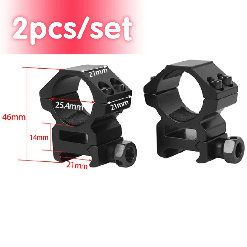 2Pcs Hunting Rifle Scope Mounts Ring for Dia 25.4mm Tube Scopes 20mm Dovetail Picatinny Rail Tactical Flashlight Mount Airsof