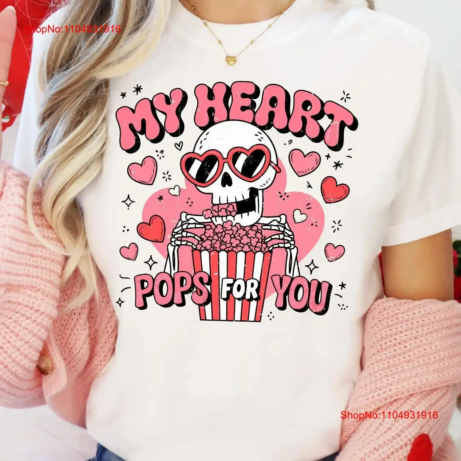 تي شيرت My Heart Pops For You مضحك لعيد الحب وعيد الحب سعيد عتيق مغسول مريح قليلاً أوم ناعم ممتد