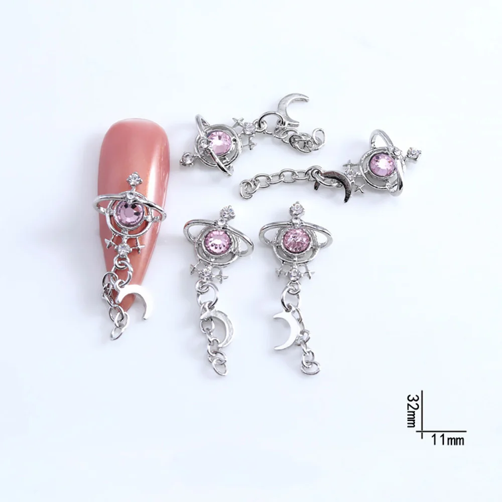 10Pcs Sailor Month Nail Art Charms 3D Alloy Magic Stick Heart Diamonds Pendant Nail Art Rhinestones Crystal Nail Accessories