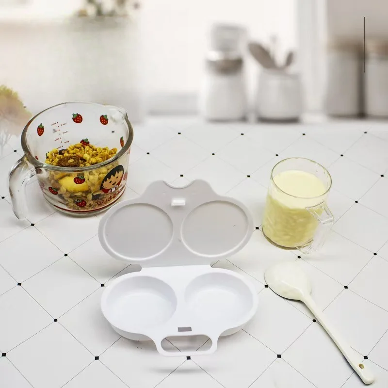 Microwave Double Egg Poacher Box, Heat Resistant Plastic Cooking Mold, Portable Easy Clean Kitchen Breakfast Tool
