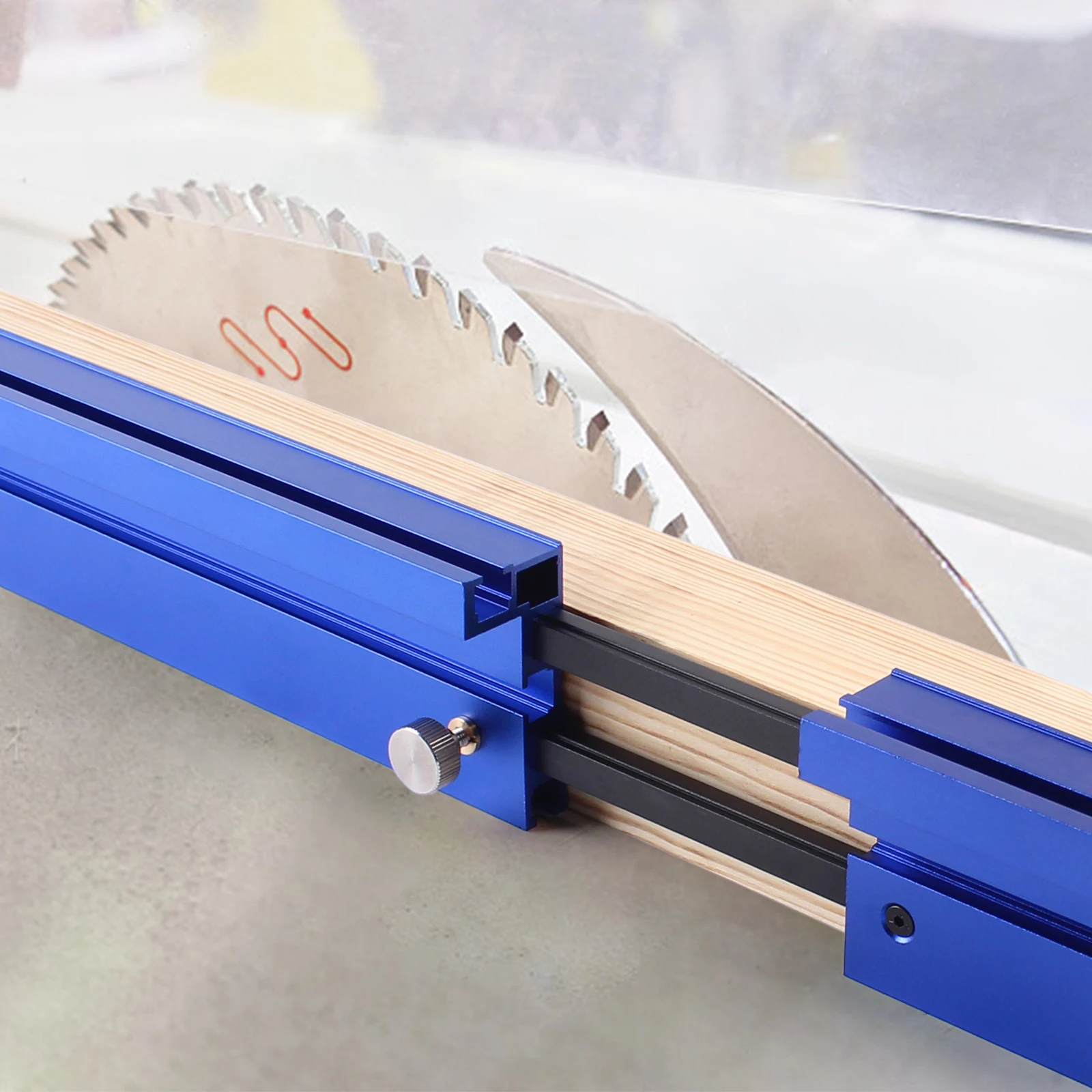 75 Type Blue Telescoping Aluminum Profile Router Fence T-Track Table Saw Fence Woodworking T-Slot Miter Track Fence 50-87CM