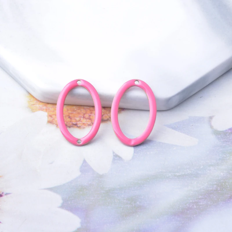 20 Stück ovalförmige Verbindungs-Emaille-Anhänger aus Kupfer mit Öltropfen-Effekt, Zweiloch-Ohranhänger, DIY-Schmuck, Ohrringe, Halsketten-Zubehör – Detail 9