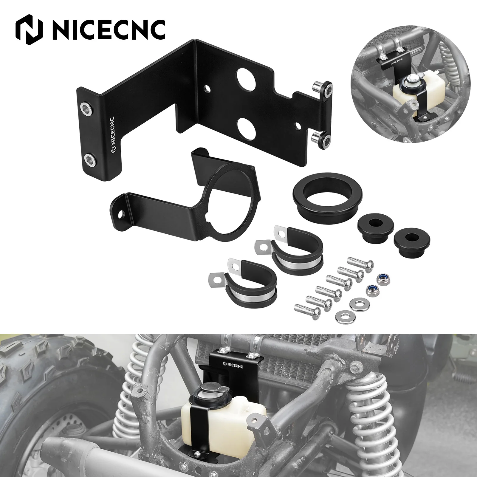 Кронштейн для переноски бачка охлаждающей жидкости NICECNC ATV, переднее крепление для Yamaha Banshee 350 YFZ350 1987-2006, комплект алюминиевого переливного бака