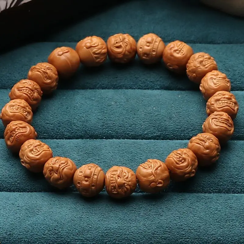 

Face Monkey Walnut Bracelet Hand ToyWalnuts Light Bead Carved Eye Angry Buddha Single Circle
