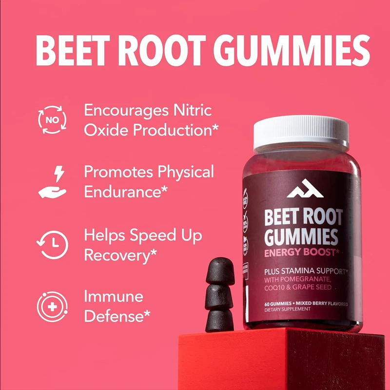 

Beetroot Gummies with Coenzyme Q10 Energy Supplement Pomegranate Extract | Mixed Berries 60 Vegetarian Gummies