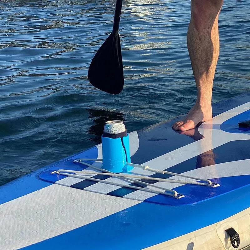 Soporte para bebidas de kayak, soporte de fijación para botella de agua, resistente a la vuelca, soporte para botella de surf, soporte para taza, accesorios de montaje con cuerda.