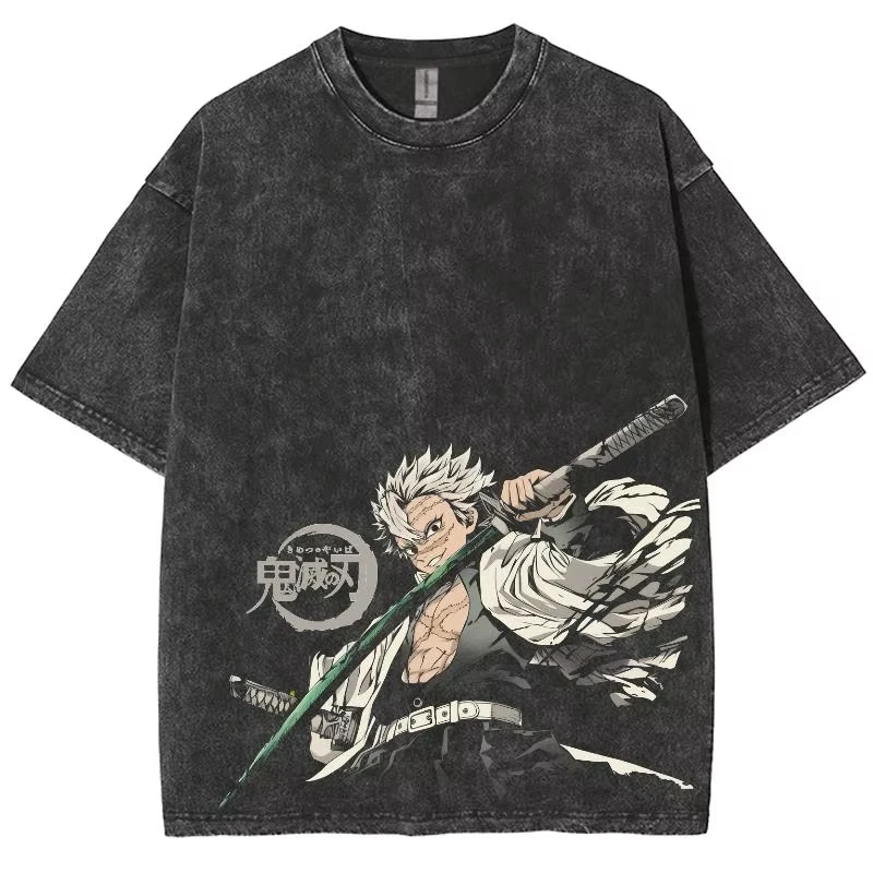 

Футболка с принтом «Аниме: Убийца демонов» Шиназугава Санеми, мужская и женская, из выстиранного хлопка, оверсайз, в стиле Харадзюку