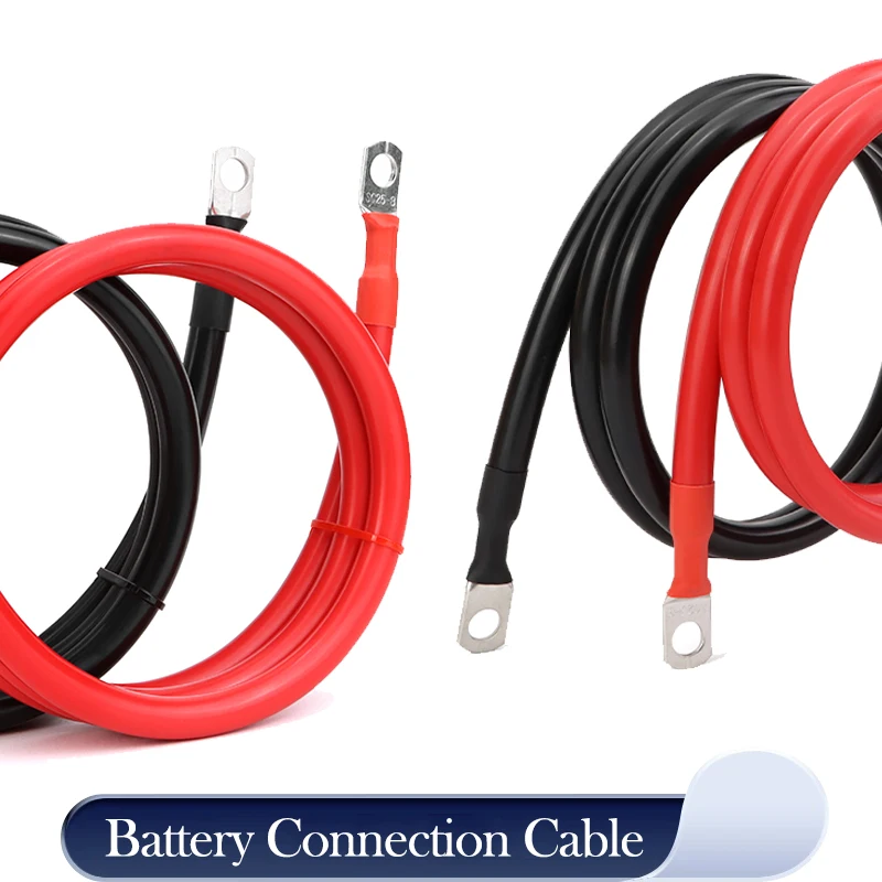 

20cm ~ 100cm PVC Battery Inverter Cable Set 8/6/4 AWG With M8 Tin-plated Copper Lug For Solar System UPS Car Connection Wire