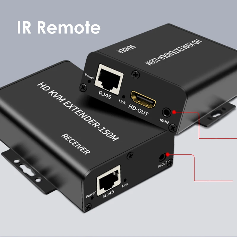 1 para 150M przedłużacz wideo kompatybilny z HDMI KVM Loop Out USB-A klawiatura mysz metalowy RJ45 Lan przedłużacz Ethernet TX RX