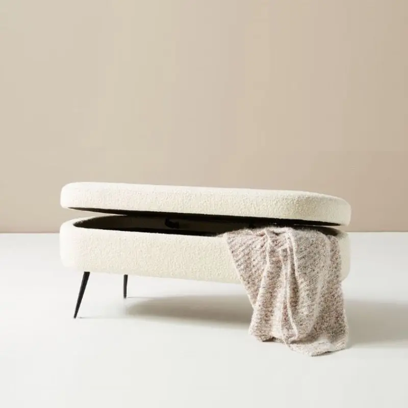 

Simple Lamb Wool Fabric Living Room Sofa Stool Shoe Change Stool Nordic Storage Bedside Stool Cloakroom Storage
