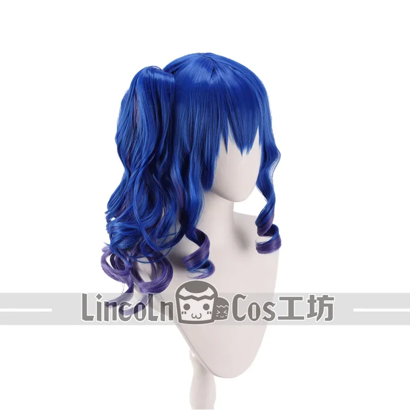 Azur Lane Game St Louis Cosplay Wig  Blue Purple Ponytail Cruly Wavy Heat Resistant Synthetic Hair Party Halloween Costume Wigs