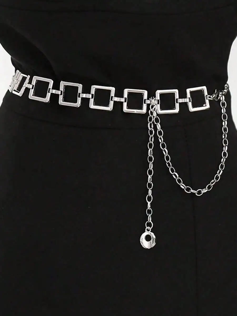 Women's 1pc Waist Chain - Minimalist Retro Square Chain Style, Ideal Halloween Accessory, Elegantly Matches Dresses, Jackets, Sweaters & Coats