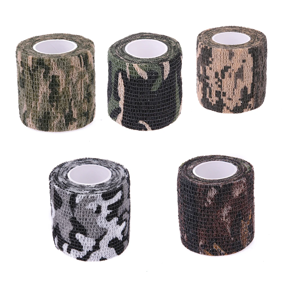 1-5pcs Outdoor Self-adhesive Camo Tape Blind Bandage Non-woven Protective Hunting Camouflage Blind Tape Waterproof Wraps