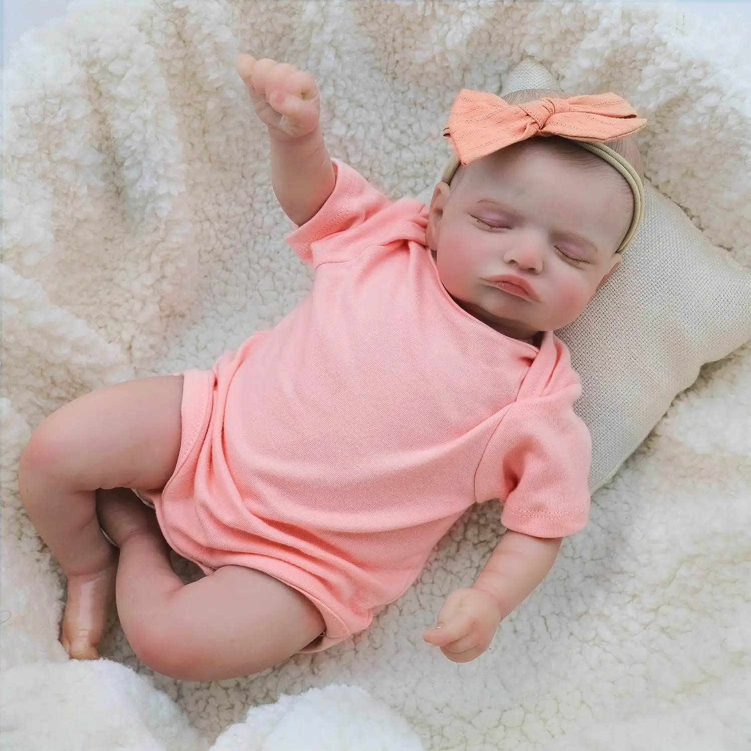 45CM Reborn Baby Doll Girl Rosalie Sleeping Newborn Baby 3D Painting Skin with Many Details Veins Muñecas Bebés Reborn Dolls