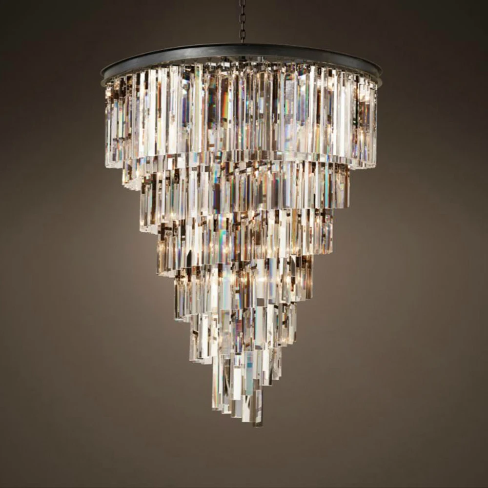 غرفة المعيشة كريستال الثريا ضوء الفاخرة الرجعية مطعم دوبلكس فيلا الحد الأدنى فندق الدرج قاعة مصباح معلق #4