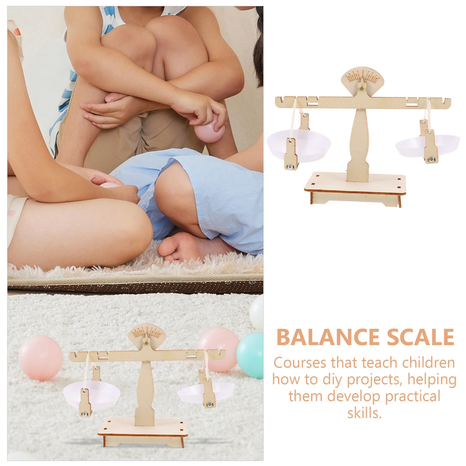 1Set Lade Balans Houten Weegschaal Kinderen Onderwijskunde DIY Assemblage Leren Kit Kinderen Monteren Speelgoed Kinderen DIY Craft