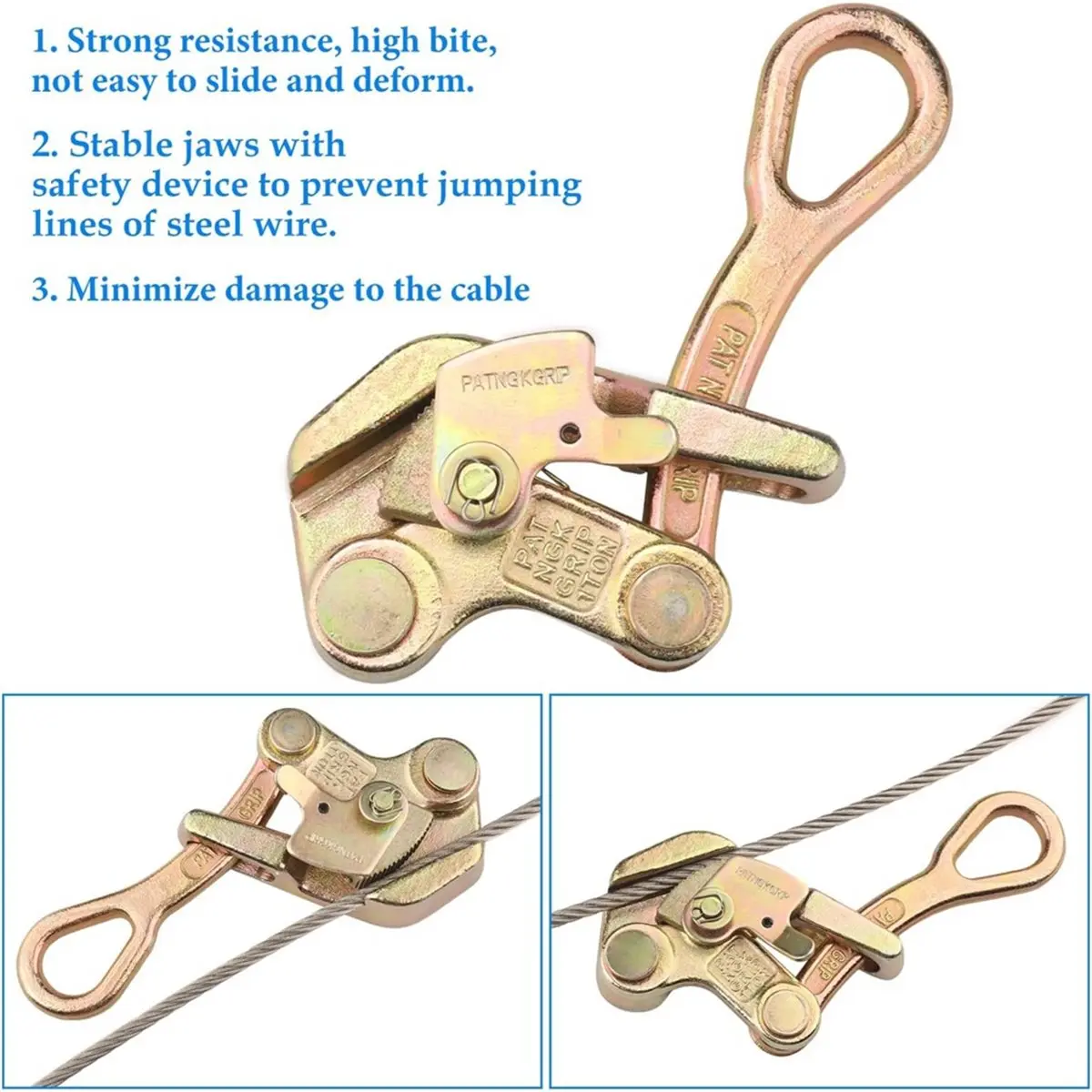 

2026 NEW 2 PCS Cable Grip Steel Wire Puller 1 Ton, 2210 Lb Load Cable Puller Tool for Wire Rope, Fits 2.5-16mm Cables