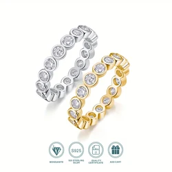 Luxus 3mm 0,1 ct Moissan ite voller Ewigkeit sring für Frauen s925 versilbert 18k Pass Diamant Test Lünette Ringe Ehering