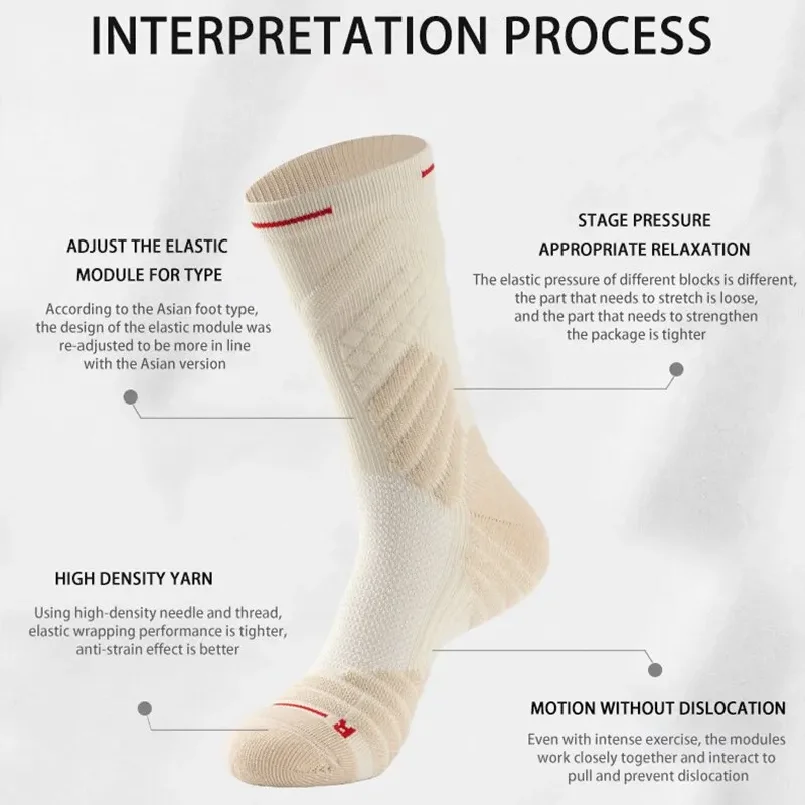 4 Pairs/Lot Professional Basketball Socks Breathable Men Mid-Tube Socks White Sports Socks Towel Bottom Men Basketball Socks view 3