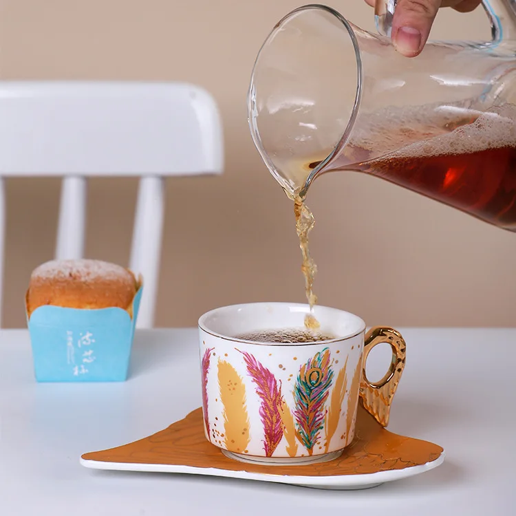 

New angel light luxury cup dish ceramic small coffee and set home Afternoon Tea exquisite