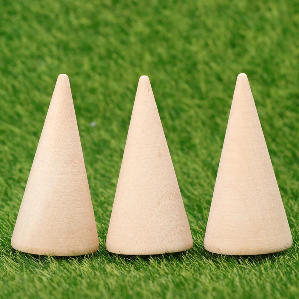 20 Pcs Ring DIY Cone Finger Bracket Showcase Display Holder Storage Wooden Rings Stand Support Shape Child