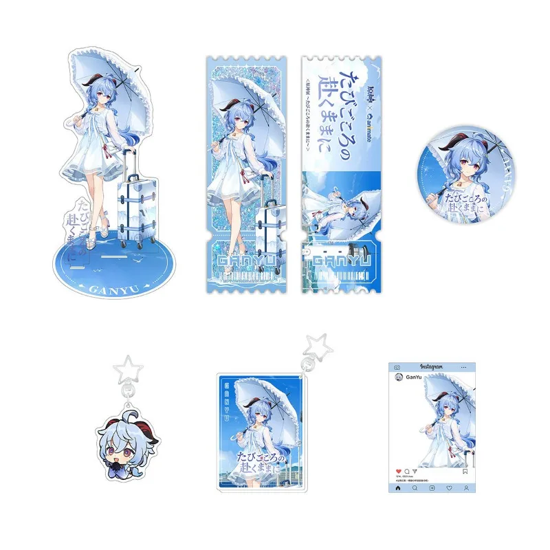 Ganyu Animate Anime Figure yuan shen Toy Figures Woman Fashion Print Action Stand Figurine Model Doll Toys Acrylic Gift