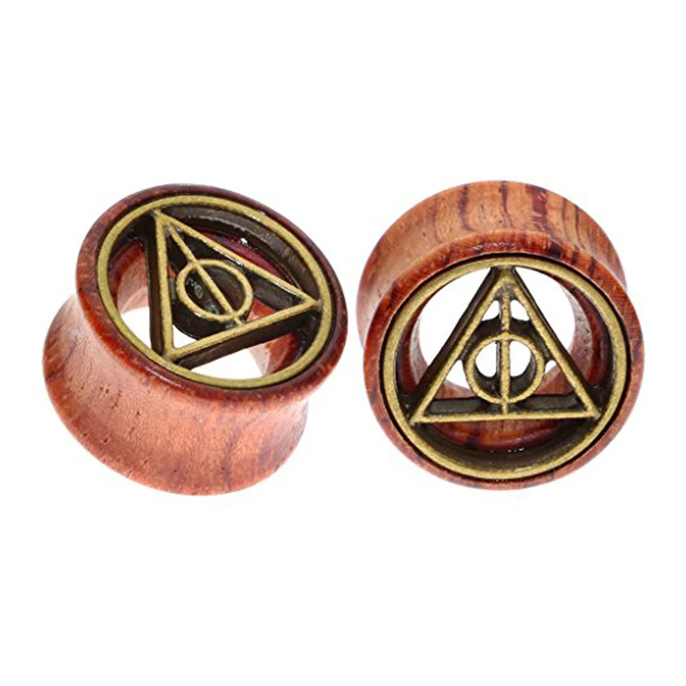 1PC Hollow Organic Wood Flesh Tunnels Double Flared Ear Stretcher Saddle Plugs Gauge 8mm - 20mm