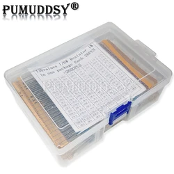 2600Pcs 130Values 1/6W=1/8W 0.125W 1% Metal Film Resistors Assorted Pack Kit Set Lot Resistors Assortment Kits Fixed Capacitors