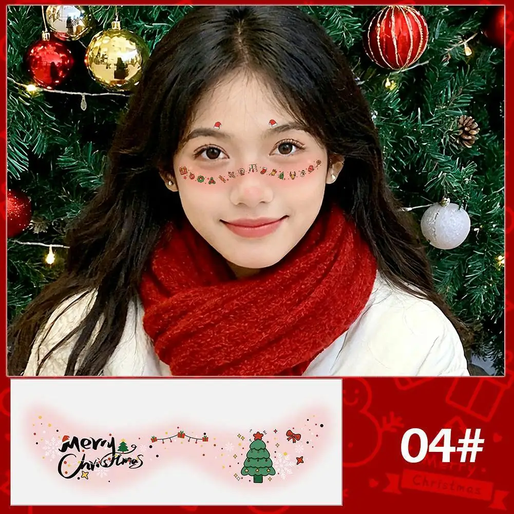 ملصقات ماكياج عيد الميلاد عيد الميلاد الوجه بريق النمش الوجه الوشم مقاوم للماء الوجه بريق النمش لعيد الميلاد O5M9 #1