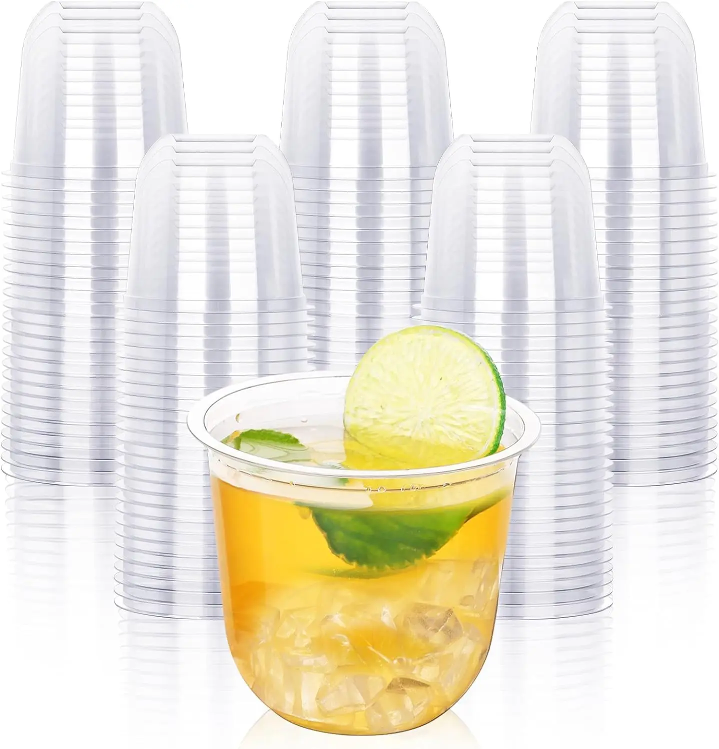 

100 Disposable Stemless Plastic Wine Glasses 12oz Clear Classic Cups for Party Wedding Cocktail