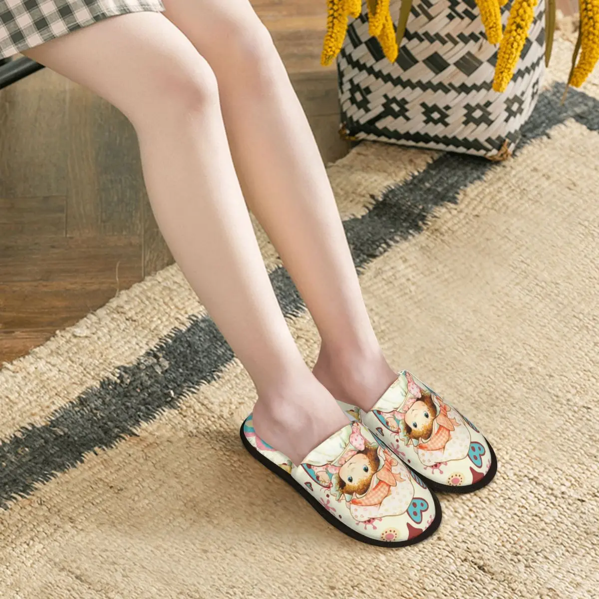 Cute Sarah Kay House pantofole donna comode Memory Foam Cartoon Slip On Bedroom Slipper Shoes